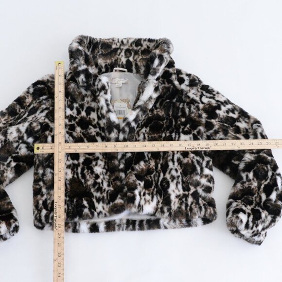 Band Of The Free Cream And Brown Animal Print Fake Fur Mob Wife Cropped Jacket S - Picture 4 of 11